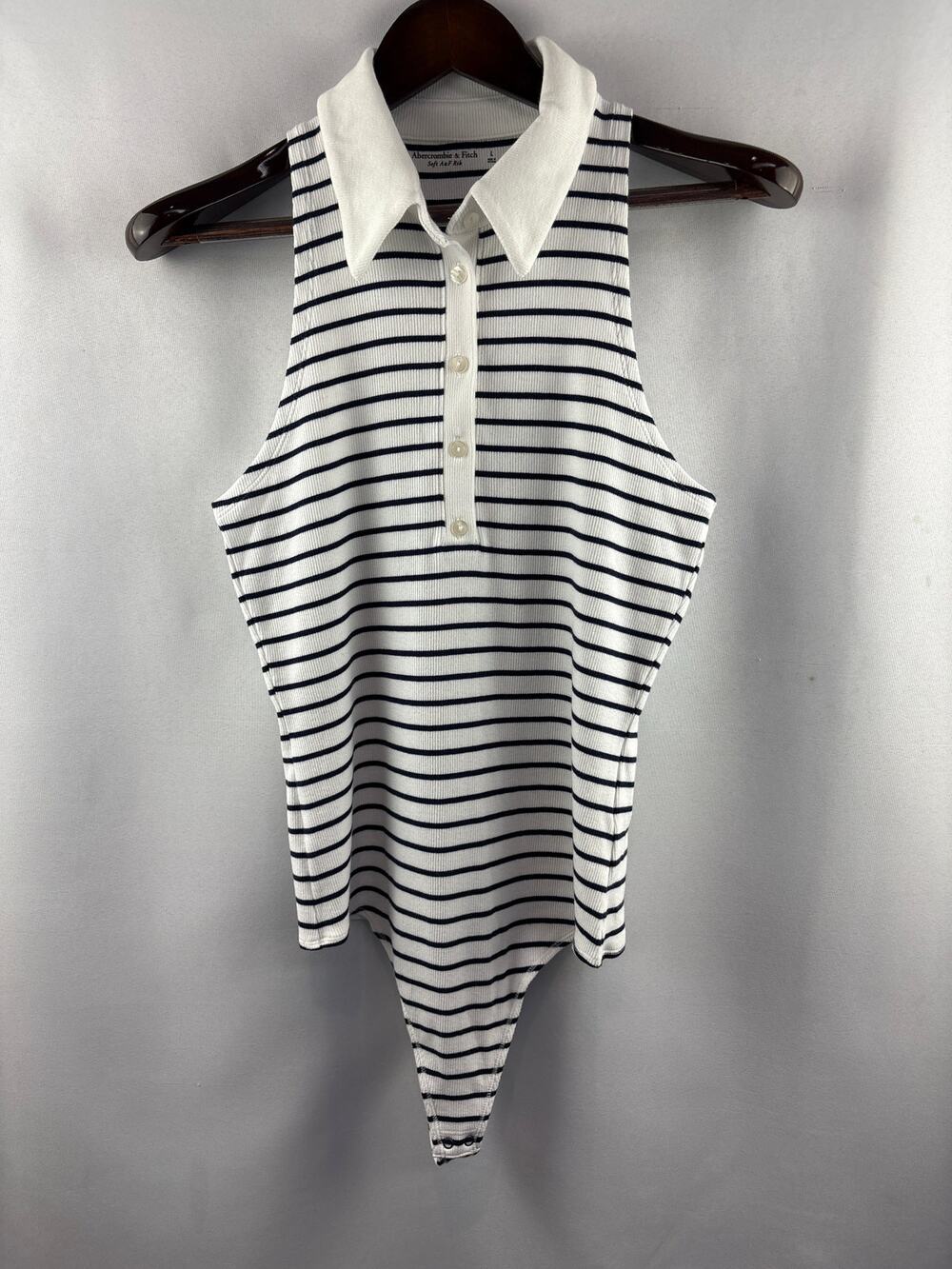 Women’s Abercrombie & Fitch Large White & Black Striped Bodysuit